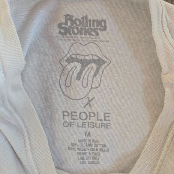 The Rolling Stones T Shirt Womens Medium Cropped 70s Vintage Tour Rock Tee Y2K - Picture 3 of 4